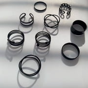 STOBOK 6Pcs Black Fashion Rings Simple Style Ring for Women Daily Wear