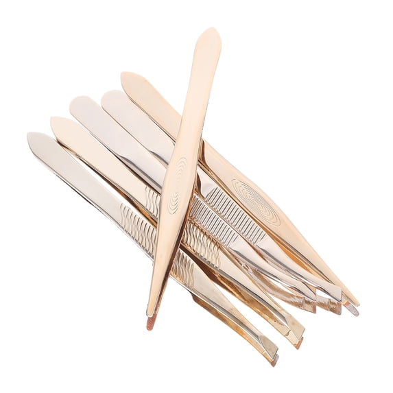 STOBOK 6Pcs Golden Eyelash Tweezer Set Stainless Steel Lash Extension Tools for Accurate Eyebrow Shaping