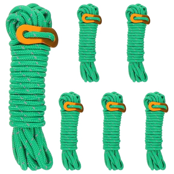 STOBOK 6Pcs High Strength Reflective Tent Guide Rope Green Adjustable Polyester for Outdoor Use