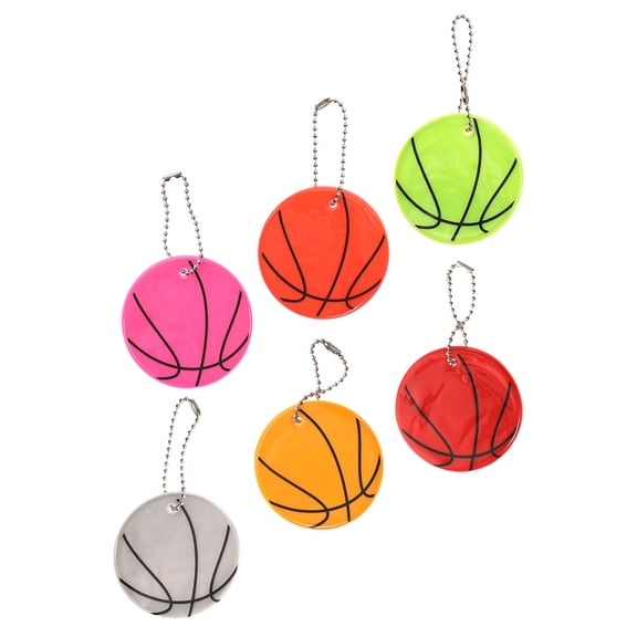 STOBOK Basketball Shaped Reflective Pendant PVC Keychain Decor Assorted Colors