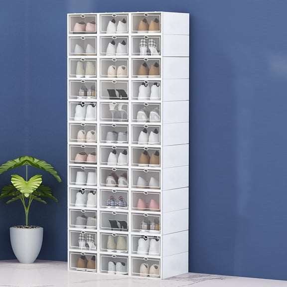STOBOK 6Pcs White Plastic Shoes Storage Box Transparent Sturdy Organizer for Home