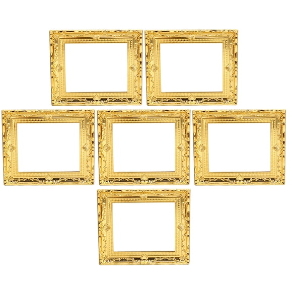 STOBOK 6-Piece 1:12 Scale Miniature Picture Frames for Dollhouse Decor, Small Plastic Photo Frames with Finished Edges for Crafts