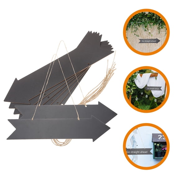 STOBOK 8Pcs Black Wooden Arrow Signs Double Sided Chalkboard Direction Signs for Decor