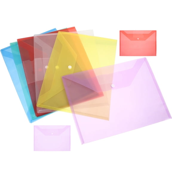 STOBOK Plastic File Envelopes File Pockets Assorted Color PP 8Pcs