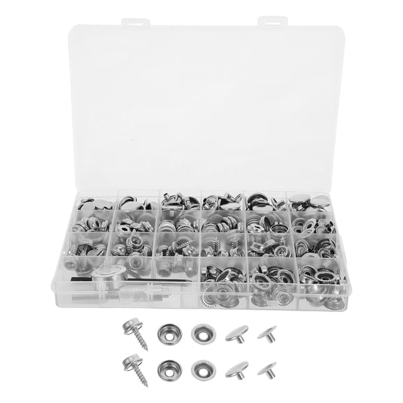 STOBOK 90Sets Canvas Snap Fasteners Kit Marine Grade Stainless Steel Fabric Snaps for Home Repair