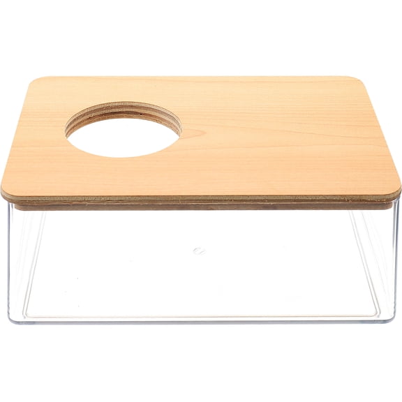 STOBOK Portable Transparent Hamster Bathtub Sand Bath Box with Breathable Wooden Cover