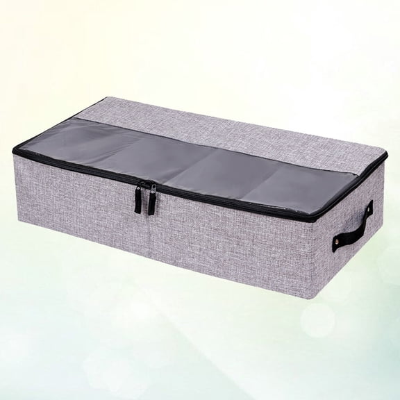 STOBOK Underbed Storage Bins Made of Cotton Linen Fabric with Removable Dividers and Handles Dark Grey