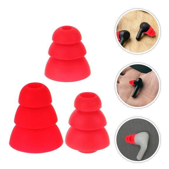 STOBOK 18Pcs Red Silicone Earbud Tips Replacement Earphone Covers Comfortable Noise Reduction