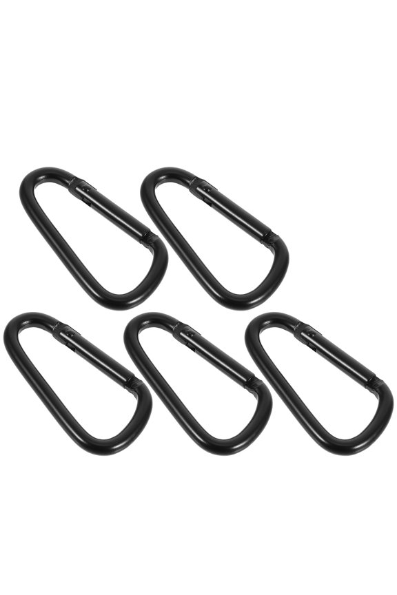5-Pack Black D-Shaped Metal Carabiner Keychains, Key Holders for Back to School and Everyday Use