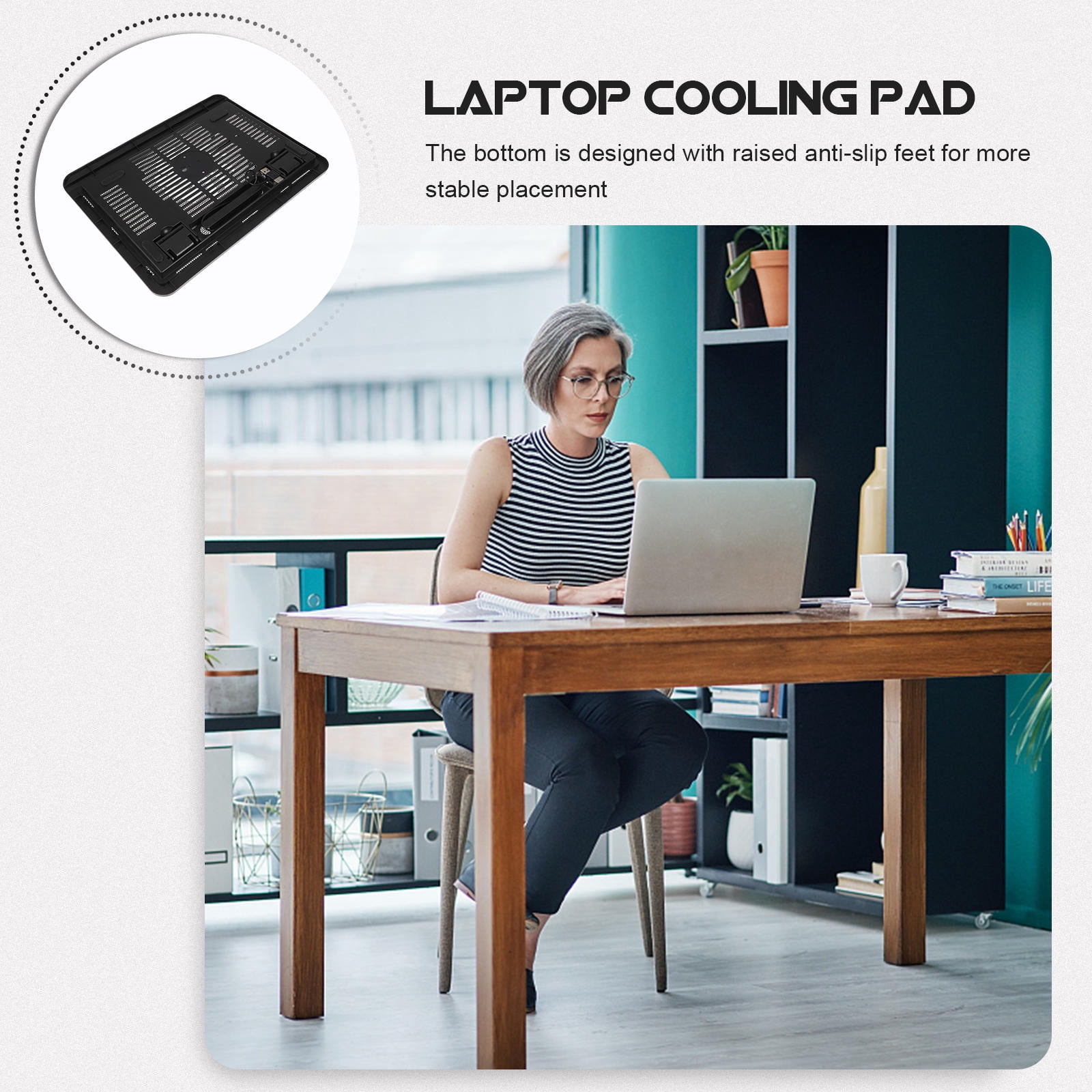 STOBOK Black Laptop Cooling Pad with Ventilation Fan USB Powered Stand ...