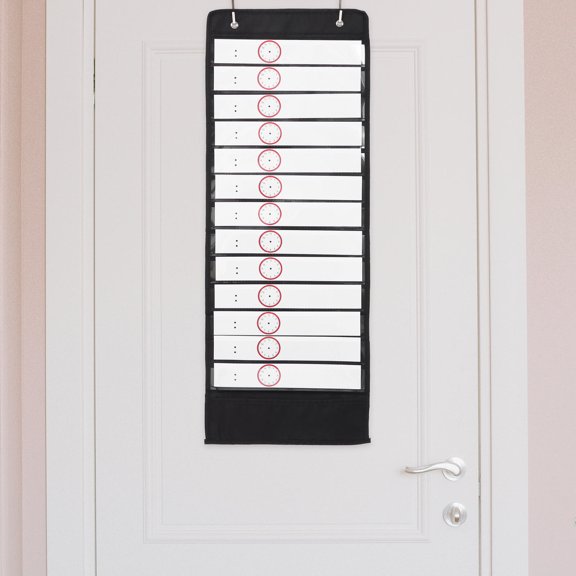 STOBOK Black Oxford Cloth Pet Classroom Pocket Chart with Hanging Hooks