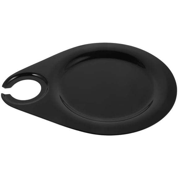 STOBOK Black Cocktail Serving Plate with Integrated Wine Glass Holder for Home Parties and Outdoor Events