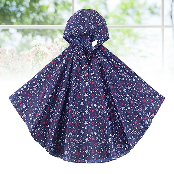 STOBOK Blue Star Pattern Rain Ponchos Lightweight Full Coverage Waterproof Hooded Raincoat for Backpack