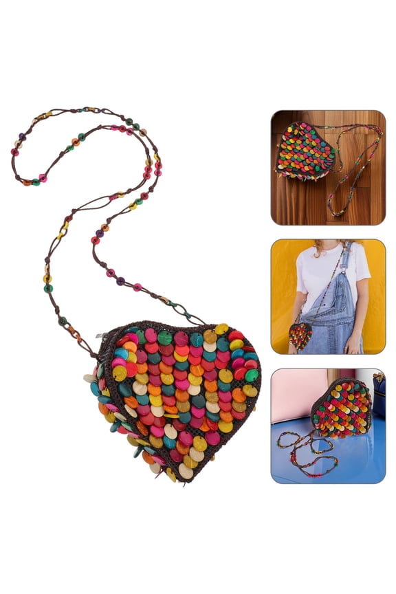Coconut Shell Bohemian Crossbody Shoulder Bag with Beaded Detail for Everyday Use