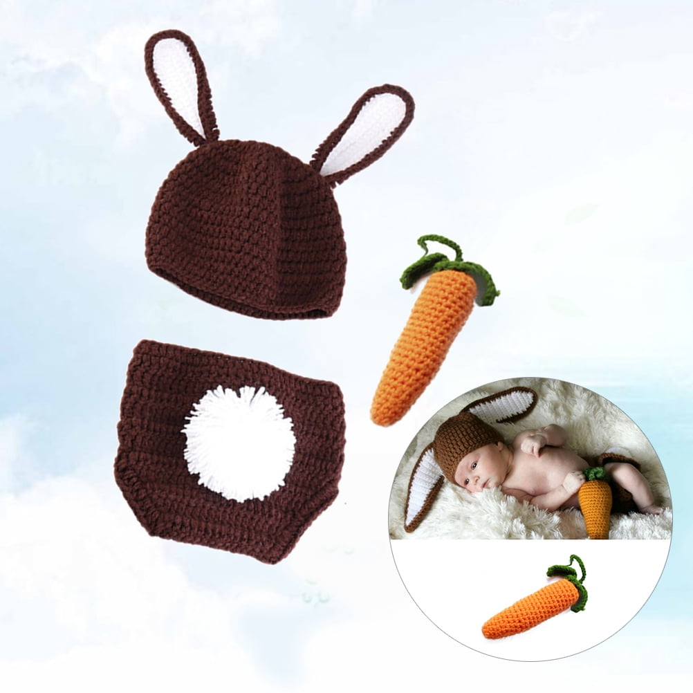 STOBOK Carrot Shape Crochet Bunny Rabbit Costume With Carrot Woolen ...