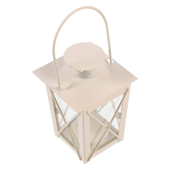 STOBOK White Iron Candle Lantern Stand for Wedding Tabletop Decoration with Handle