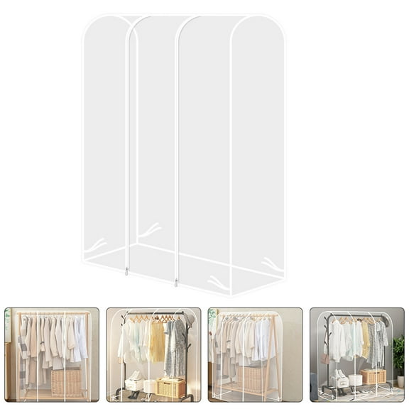 STOBOK Transparent Clothes Cover Garment Rack Protector for Closet Rod Single Rod and Rolling Rack