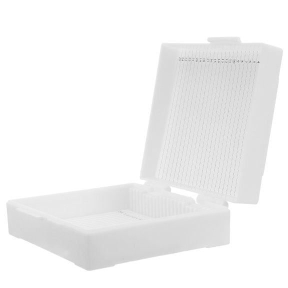 STOBOK White Plastic Slide Storage Holder with Clear Window for Laboratory Microscope Slide Organization