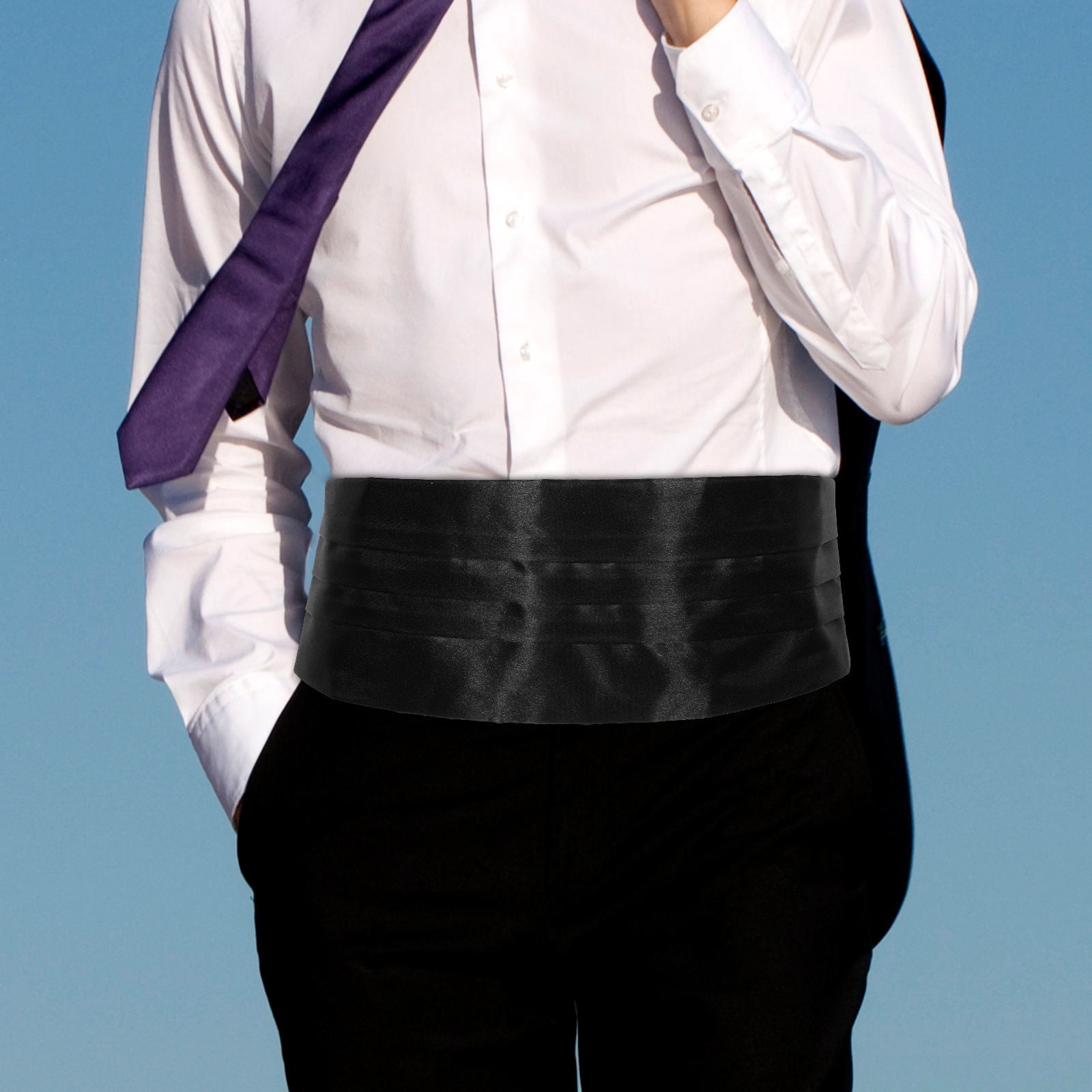 STOBOK Cumberbund And Bow Tie Set Satin Cummerbund Set 1Pcs  display picture 3