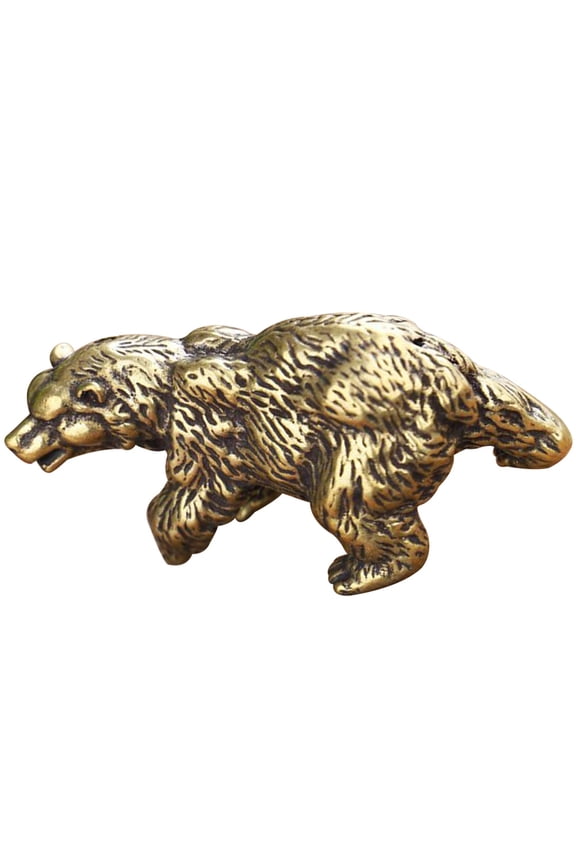 Cute Bear Figurine Golden Brass Gift for Family 1 Set