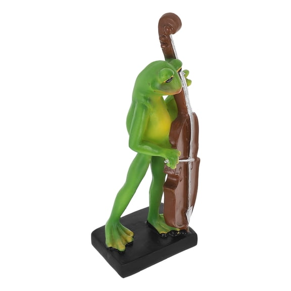 STOBOK Green Resin Frog Figurine Playing Cello Musical Statue Unique Home Office Decor
