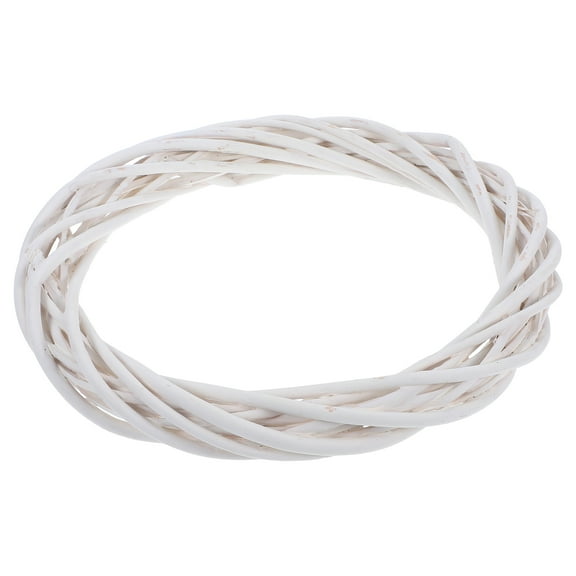 STOBOK Round Willow Wreath White 1Pack for Rustic Wedding and Holiday Decor