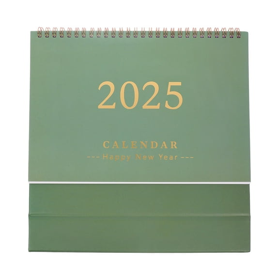 STOBOK 2024 2025 Dark Green Desktop Calendar Standing Monthly Calendar with Wire Binding for Office Desk