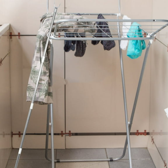 STOBOK Heavy Duty White Telescoping Clothes Pole Detachable for Home Clothes Drying