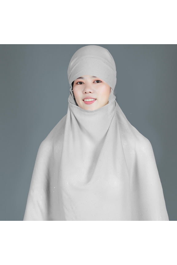 Double Printed Hijab Shawl for Women Prayer Scarf Comfortable Muslim Head Wrap for Cultural Events Grey