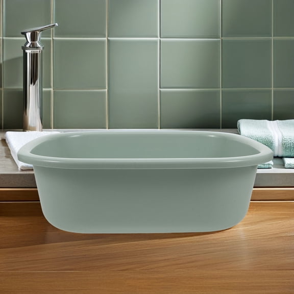 STOBOK Durable Plastic Washbasin Light Green Color Deep Basin for Bathroom Hair Laundry Foot Soak