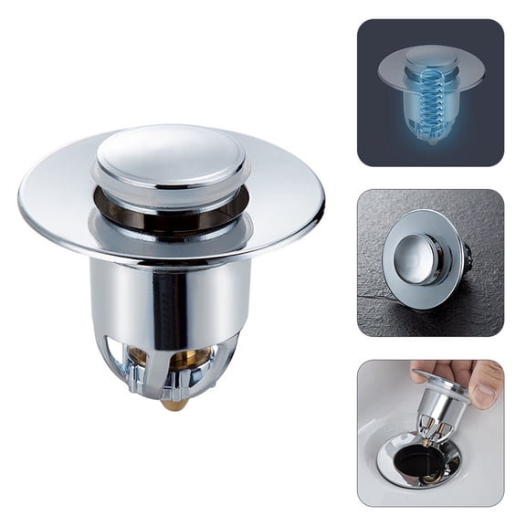 STOBOK Durable Stopper Bathroom Sink Plug Round Silver Copper for Landlords 1Pack