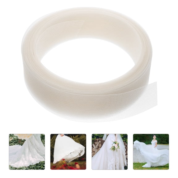 STOBOK Elastic Mesh Netting in Ivory for Thread Suitable for DIY Dress Decor and Sewing