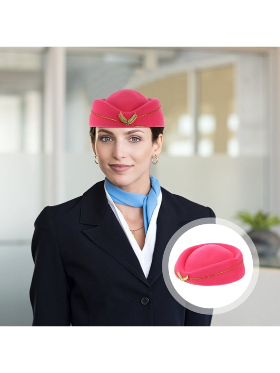 Rosy Air Stewardess Hat Elegant Flight Attendant Cap Comfortable One Size