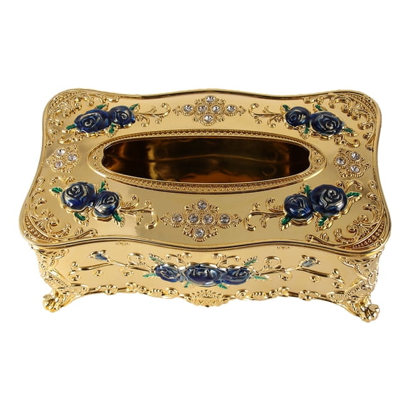 STOBOK European Style Rose Patterned Tissue Box for Bedroom and Restaurant