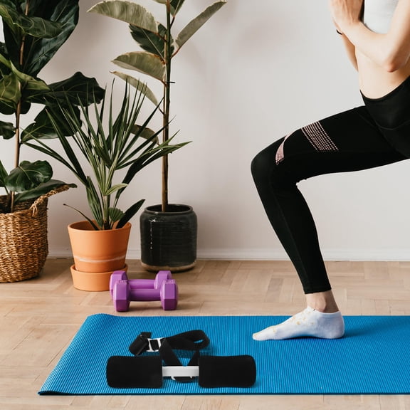 STOBOK Adjustable Black Nordic Hamstring Curl Strap for Home Abdominal Training