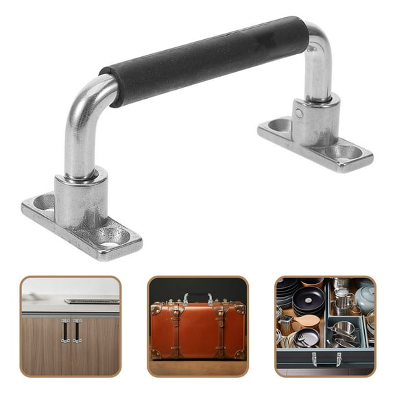 STOBOK Foldable Stainless Steel Door Handle with Rubber Grip for Secure and Comfortable Pulling