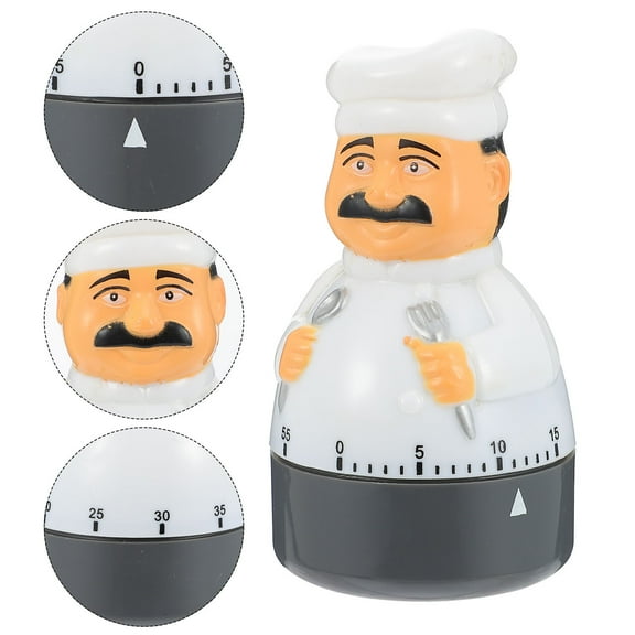 STOBOK Cute Chef Kitchen Timer, White ABS, Mechanical, Home and Nap Use