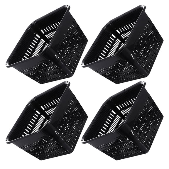 STOBOK 4Pcs Plastic Hydroponic Basket Pots Black Net Cups for Efficient Plant Support and Growth