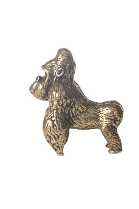 Brass Gorilla Figurine Ornamental Desktop Decor Golden Metal Sculpture