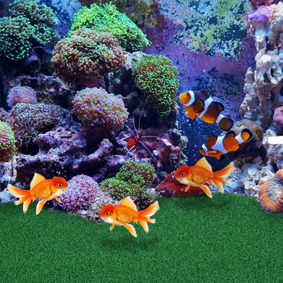 STOBOK Aquarium Artificial Grass Decoration, Plastic Fake Plant Mat for Fish Tank, 1 Pack, 19.7 x 9.8 Inches
