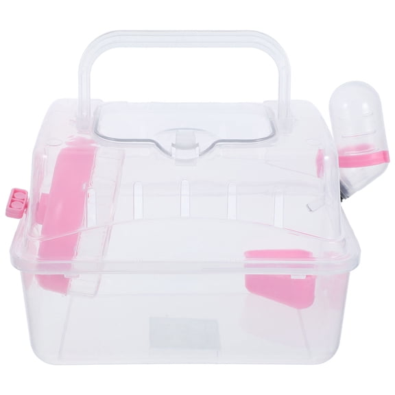 STOBOK Transparent Portable Hamster Cage with Feeding and Watering Accessories for Outdoor Small Pet Travel