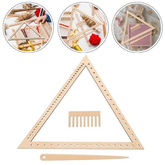 STOBOK Hand Weaving Loom for Crafting, Wooden Triangular Device with Shuttle