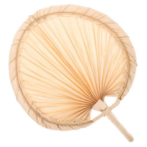 STOBOK Handmade Khaki Natural Woven Palm Leaf Fan Vintage Chinese Style Cooling Fan for Home and Party