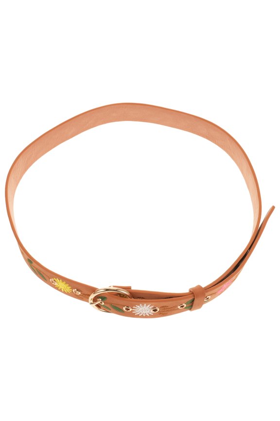 Handmade Embroidered Boho Belt Chocolate Color Floral Waistband for Casual and Dress Wear