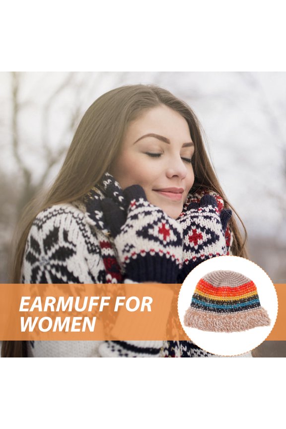 Handmade Knitted Bucket Hat Plush Fuzzy Fisherman Cap Multicolor Boho Floppy Beach Hat