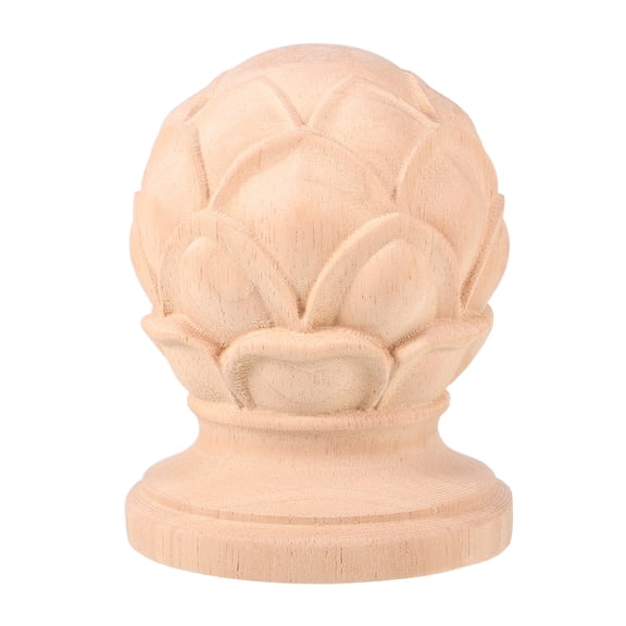 STOBOK Beige Solid Wood Stair Post Finial with Intricate Carved Details European Style Decorative Home Railing