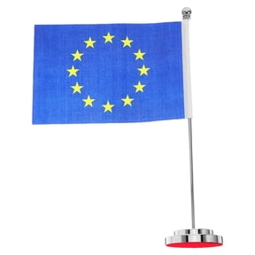 STOBOK Elegant Eu Desk Flag in Multi Polyester with Sturdy Stand for Decor