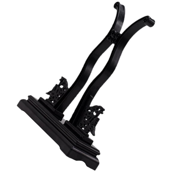 STOBOK Fan Display Bracket Round Hand Fan Holder Black Plastic 1Set For Event Decoration