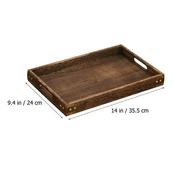 STOBOK Dark Brown Wood Tray for Coffee Table and Kitchen with Unique Creative Style