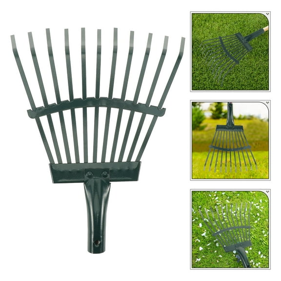 STOBOK Flat Wire Head Rake High Carbon Steel for Leaf and Grass Clearing 1Pack
